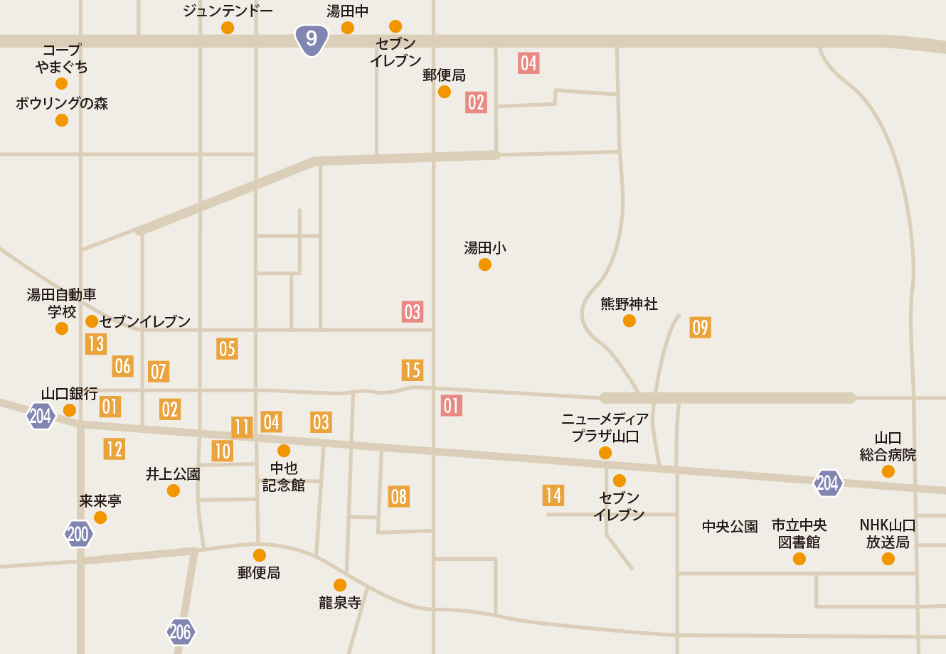 湯田温泉周辺MAP