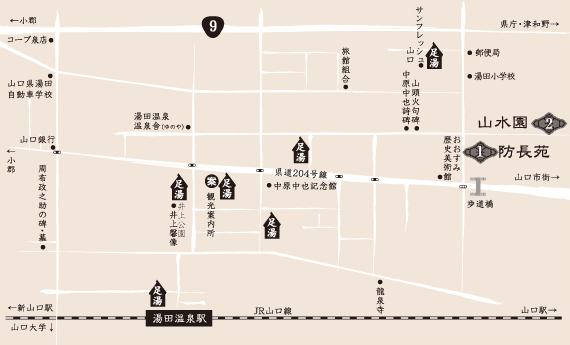 「平成大内御膳」ご提供 施設MAP
